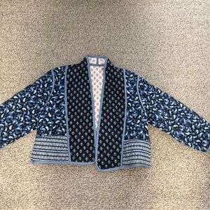 Women's Black and Blue Patterned Jacket
